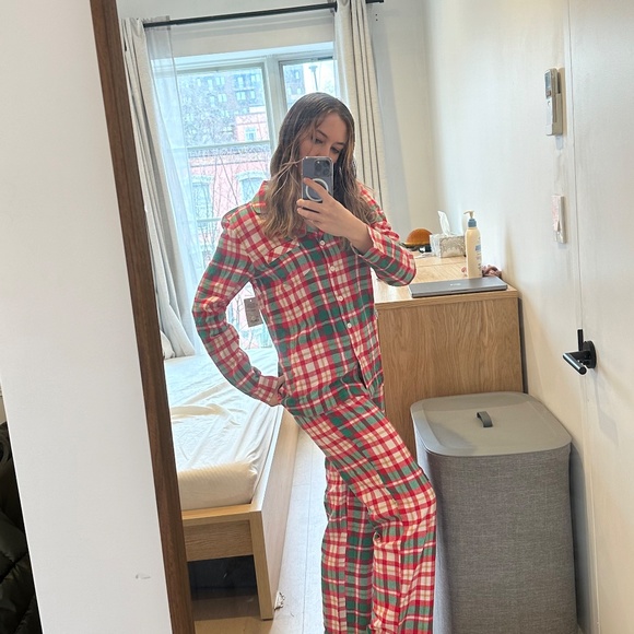 100% Cotton 🧶 Flannel Plaid Sleep Top & Bottoms Pajama Set - Picture 2 of 7